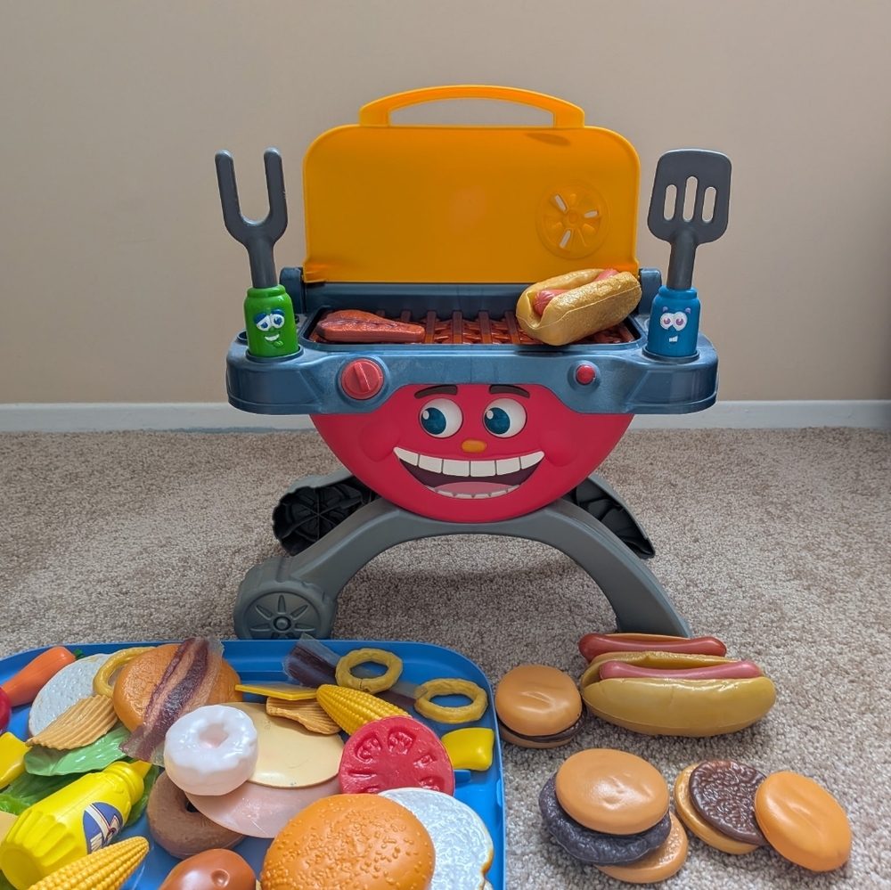 Kids BBQ Grill Playset - Orange and Black
